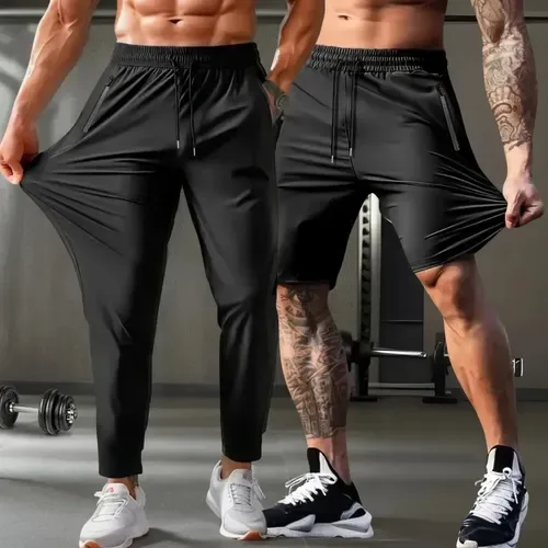 Kit Calça + Shorts Bermuda Masculina Slim Fitness Elastano