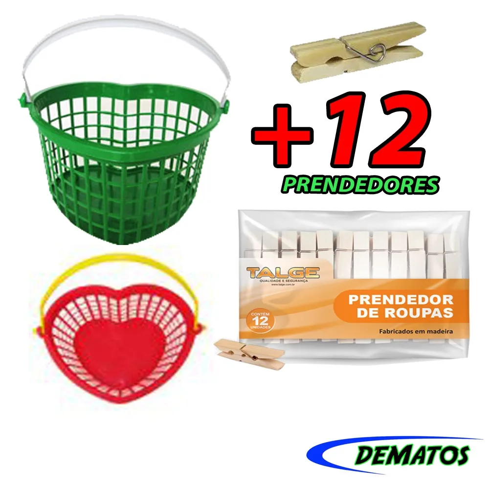 Kit Cesta Prendedor Coração SanteC + 12 Prendedores Dalge: O Achado Perfeito para sua Organização!