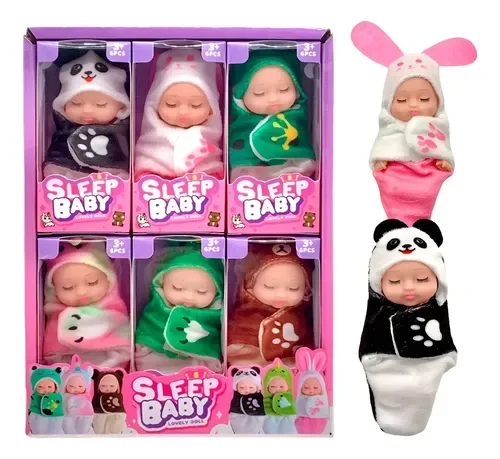 Kit Com 6 Mini Bonecas Pijama Bebe Reborn Infantil Presentes