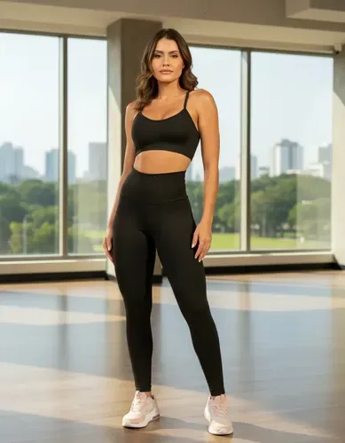 Kit Conjunto Fitness Feminino Calça Legging E Top Alça Fina