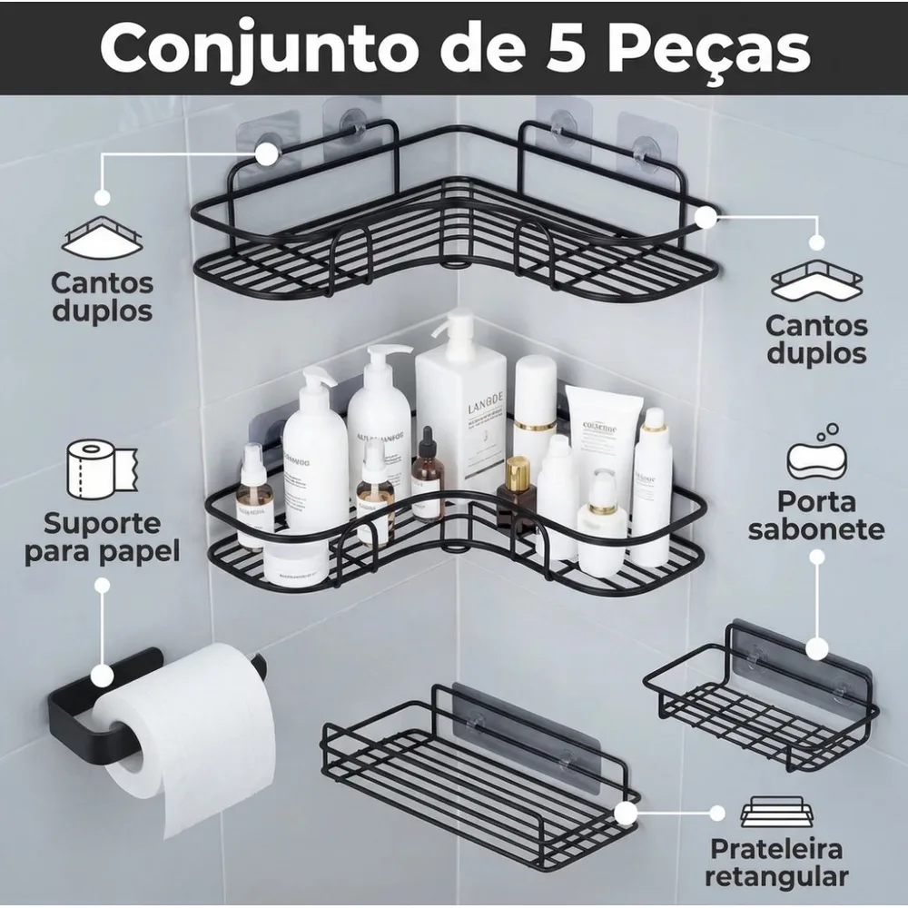 Kit De Suportes Porta Shampoo: A Solução Prática Para Banheiros e Cozinhas!