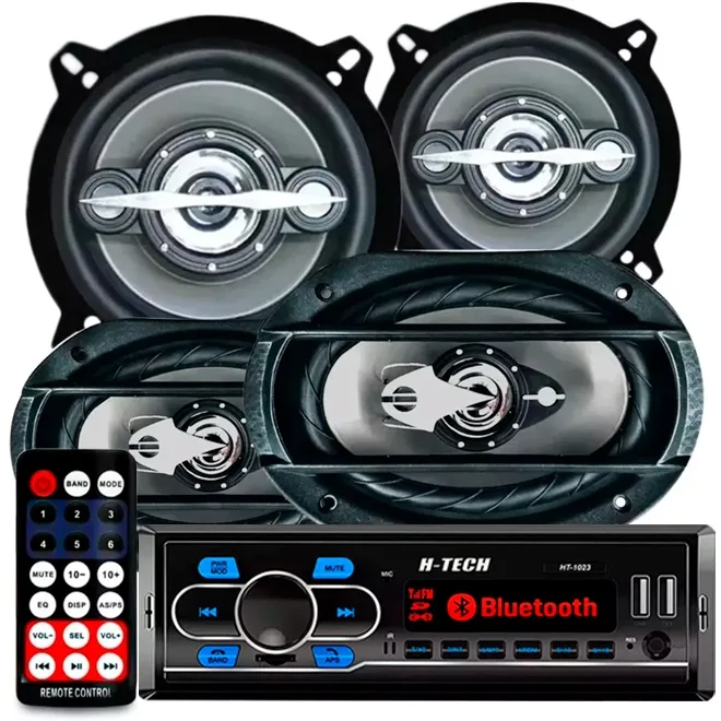 Kit Falante 6x9 + 5 Pol + Rádio Bluetooth Carro Mp3 Usb 310w - O Melhor Upgrade para o Seu Carro!
