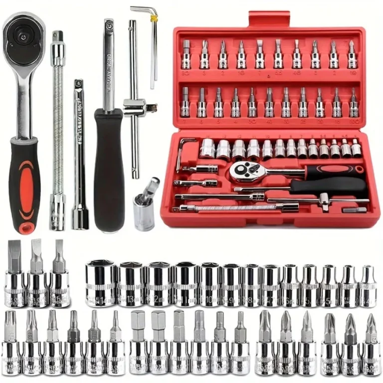 Kit Jogo 46 Peças Chaves Soquetes Catraca Bits 1/4 Ferramenta Profissional Multiuso Com Maleta