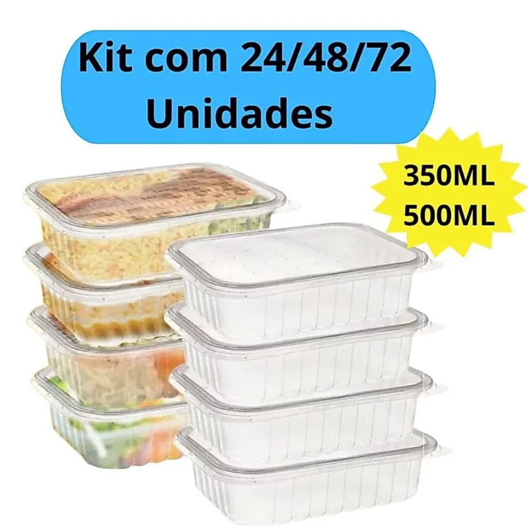 Kit Marmita Pote 350ml 500ml com Tampa Freezer Microondas Fitness Marmitex Organizador