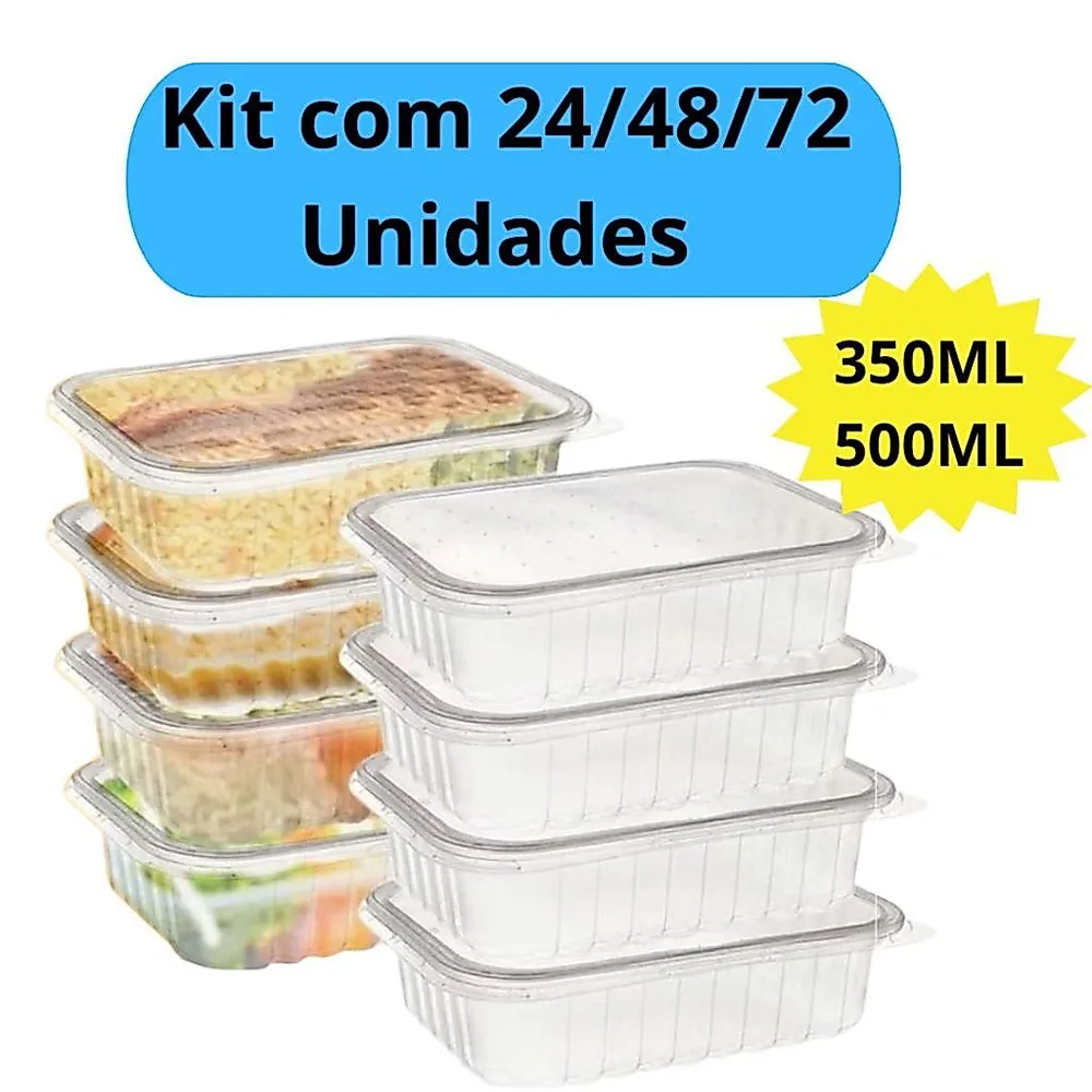 Kit Marmita Pote 350ml 500ml com Tampa Freezer Microondas Fitness Marmitex Organizador