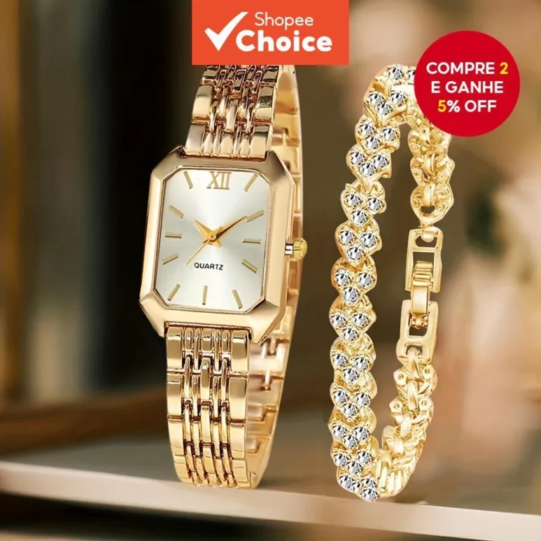 Kit Relógio Feminino Retangular com Pulseira de Strass Vale a Pena? Review Completo