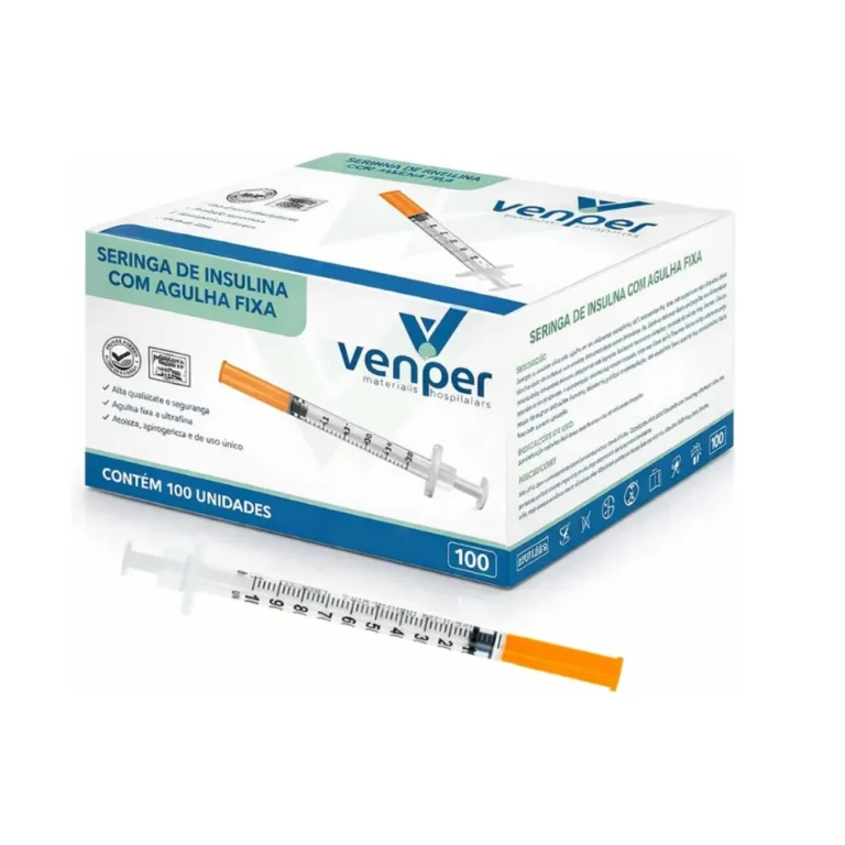 Kit Seringa de Insulina Botox 1ml 100UI com Agulha Fixa e Ultra Fina 8x0,30MM 30G