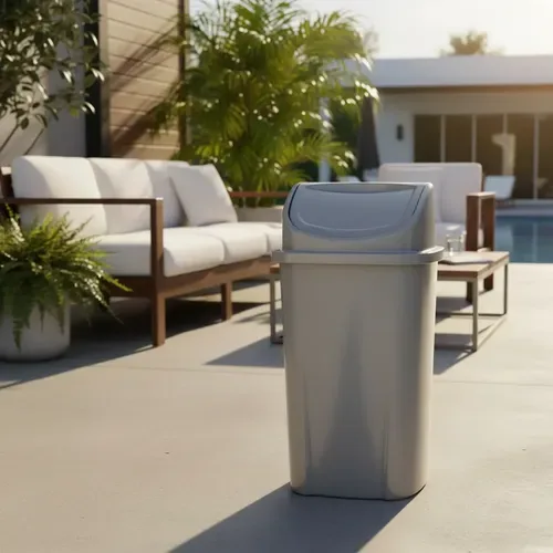Lixeira 50l Plástico Tampa Basculante Lazer / Area Externa