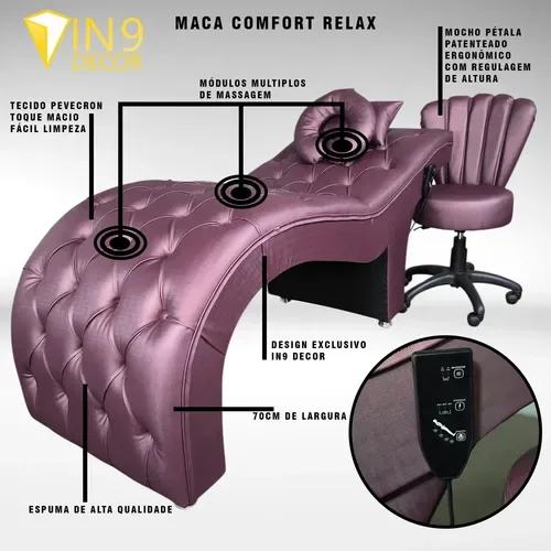 Maca Comfort Relax Massagem Com Mocho Pétala E Kit Almofadas