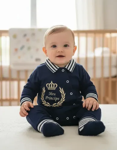 Macacão Menino Roupa De Bebê Recem Nascido Príncipe Algodão