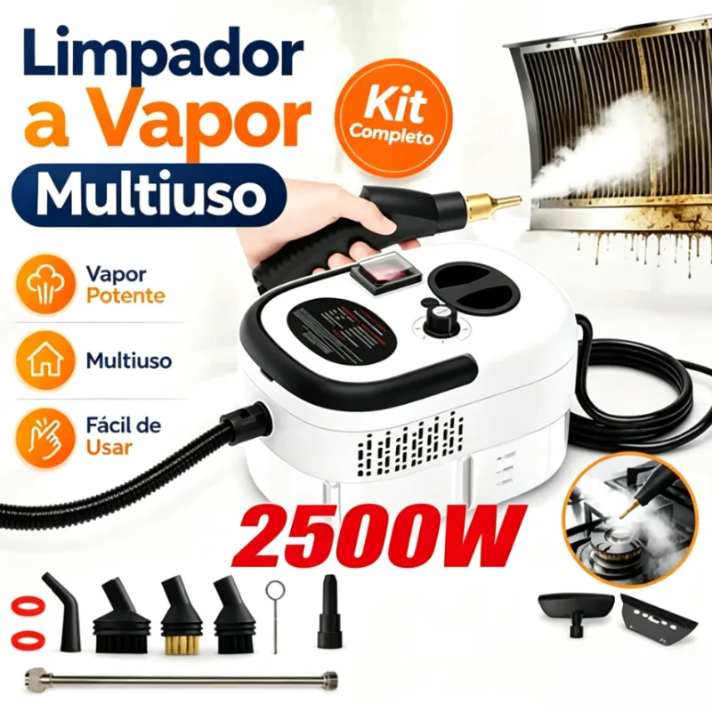 Máquina de Limpeza a Vapor 2500W Alta Pressão Portátil Remove Gordura Cozinha Banheiro Carro Sofá 110V