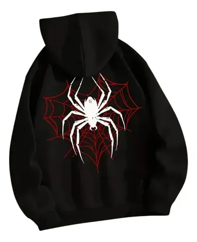 Moletom Canguru Aranha Teia Vermelha Flanelado Quentinho