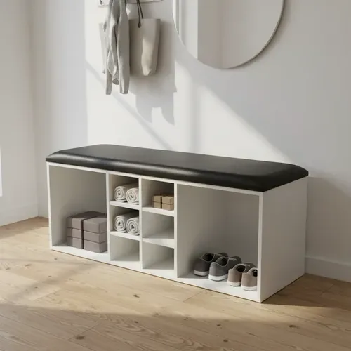 Organizador Puff Banco Sapateira 120cm Pilates Nicho Branco
