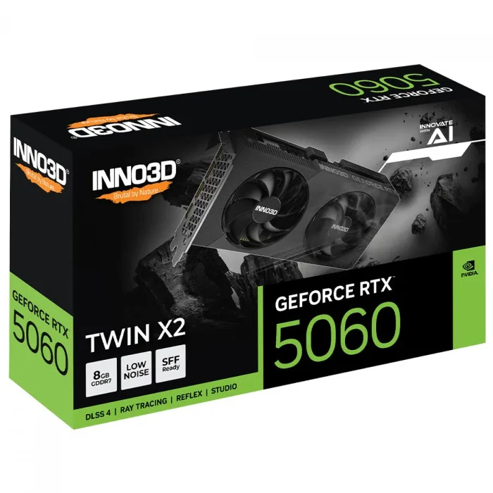 Placa De Vídeo INNO3D RTX 5060 Twin X2 8GB GDDR7 Preta