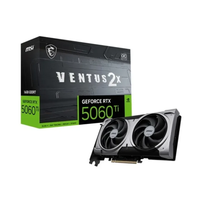 Placa de Vídeo NVIDIA GeForce MSI RTX5060TI 16GB GDDR7 128BITS VENTUS 2X OC PLUS 912-V535-027