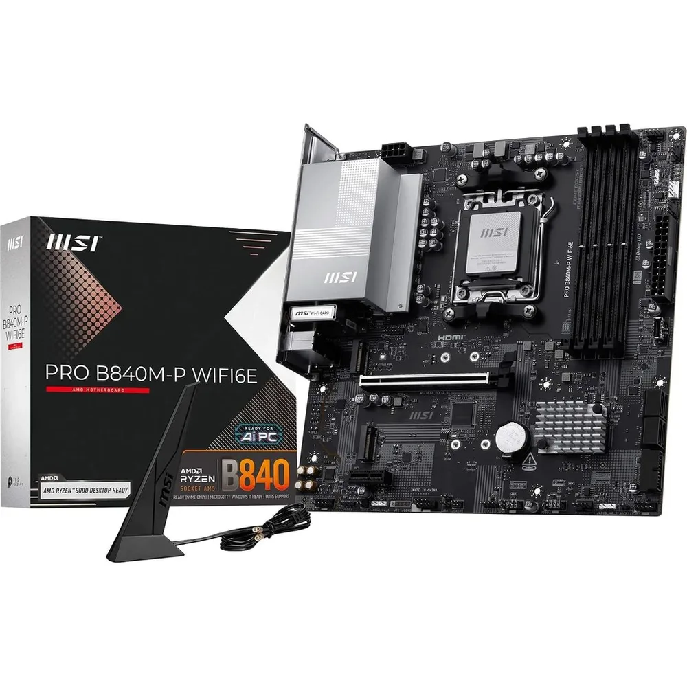 Placa Mae Msi Pro B840m-P Wifi6e Amd Ryzen Am5 Ddr5 Matx M.2 Nvme Hdmi - B840m-P
