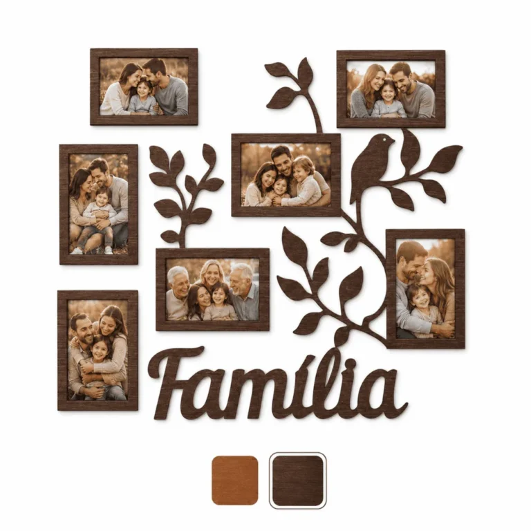 Porta Retrato Família MDF De Parede 7 Fotos Galhos Decorativo - Melhore a Decoração da Sua Casa Agora!