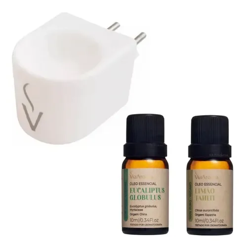 Presente Difusor Aromatizador Tomada + 2 Óleos Essenciais
