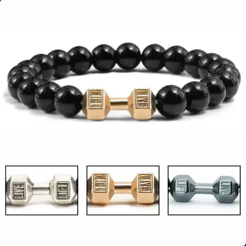 Pulseira Musculação Pingente Halter Masculino Moda Fitness