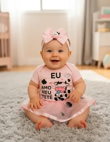 Roupa Body Bebê Temático Fazendinha Vaquinha Mesversário
