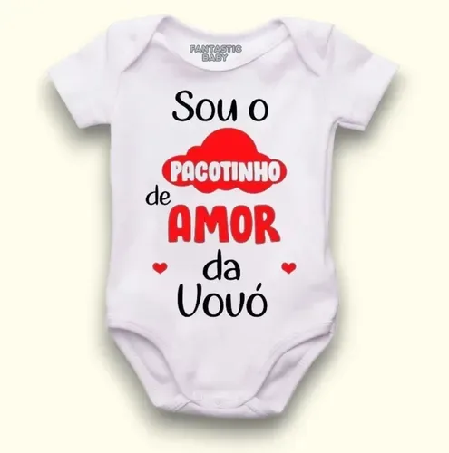 Roupa De Bebê Body Personalizado Pacotinho Amor Vovó R658