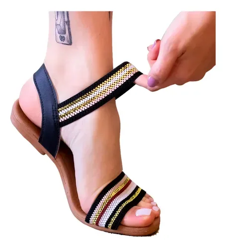 Sandalia Feminina Elástico Ortopédica Anatômica Papete Moda