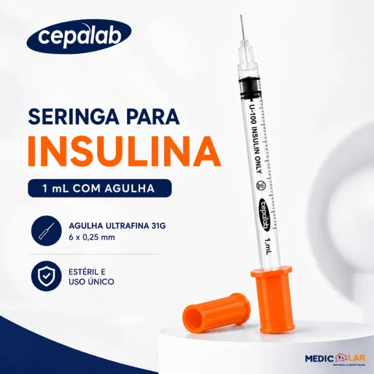 Seringa para Insulina 1mL 100UI com Agulha Fixa Ultrafina 6 x 0,25mm (31G) | Cepalab