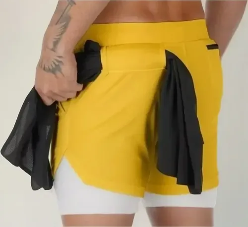 Short Bermuda Legging Academia 2 Em 1 Fitness Secagem Rápida