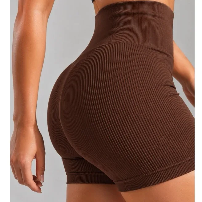 Short Fitness Canelado Feminino Sem Costura Zero Trasnparência Academia Premium