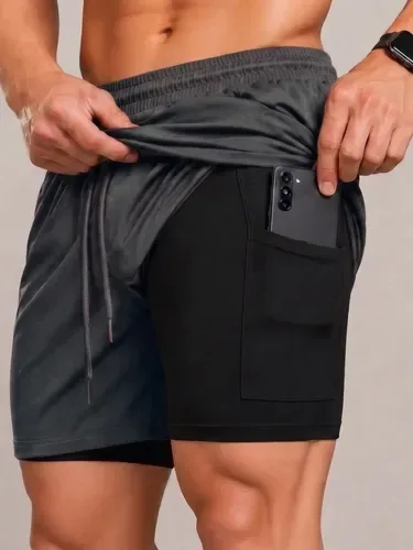 Shorts 2 Em 1 Térmico De Compressão Bolso Secreto Academia