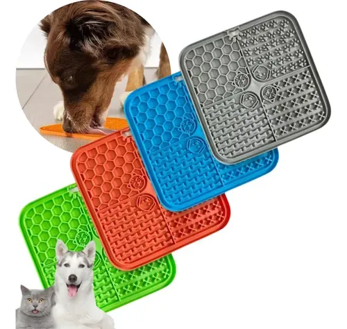 Tapete Pet Silicone De Comer Lamber Quadrado Ventosa Grande