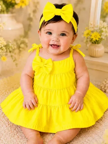 Vestido Infantil Menina Bebê Princesa Laço Delicado Fashion