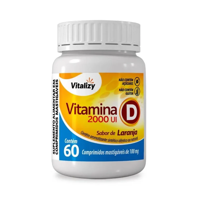 Vitamina D D3 60 Comprimidos Mastigáveis Alto Teor Sabor Laranja Zero Açúcar Original Vitalizy