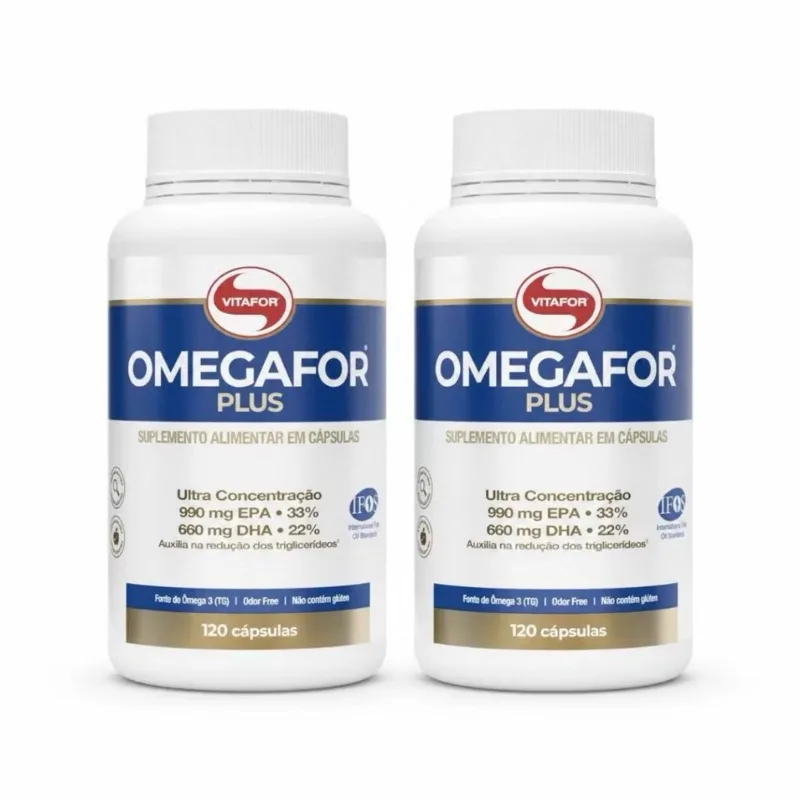 2x Ômega 3 Omegafor Plus 990 mg EPA + 660 mg DHA 120 Cápsulas Alta Concentração