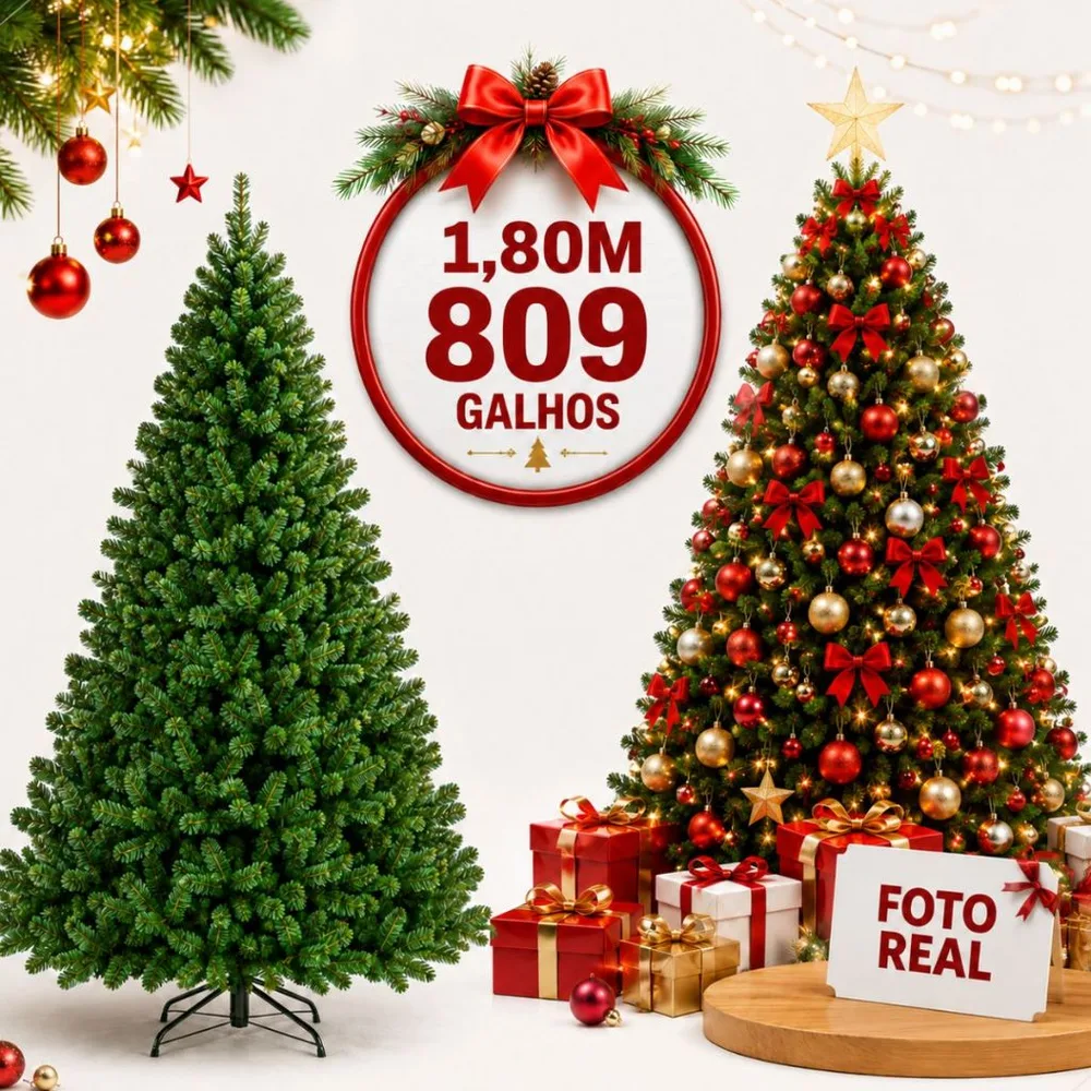 Árvore De Natal Pinheiro 1.80m 2.10m 2.40m 3.00m Super Cheia Premium Luxo Galhos Cheios Verde