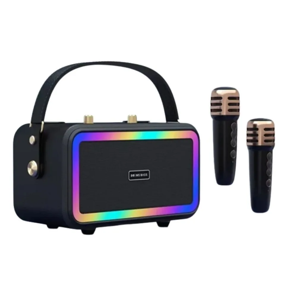 Caixa de som Outdoor Booms Bass Karaoke com 2 Microfones Stereo M3201+ RBG