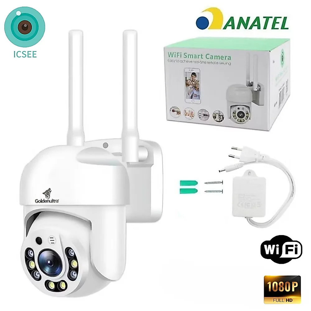 Câmera de Segurança Wi-Fi 1080p Externa IP66 À Prova D’Água Bivolt Visão Noturna ICSEE 2.4GHz GT-S56