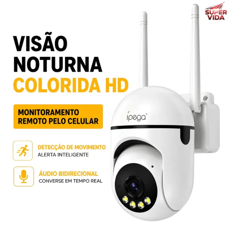 Câmera de Segurança Wi-Fi 3MP Áudio Bidirecional Monitoramento pelo Celular Colorida Visão Noturna
