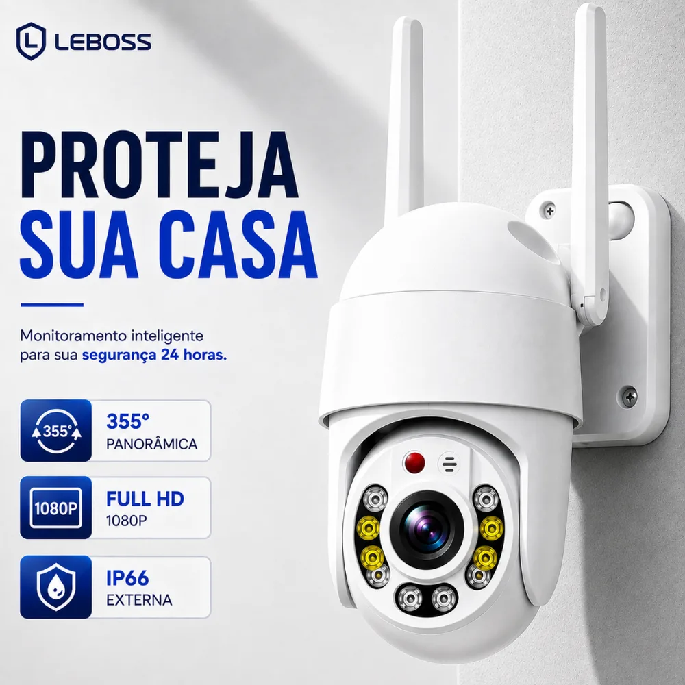 Câmera de Segurança WiFi Externa 1080P PTZ 355° Visão Noturna IP66 Áudio Bidirecional Yoosee