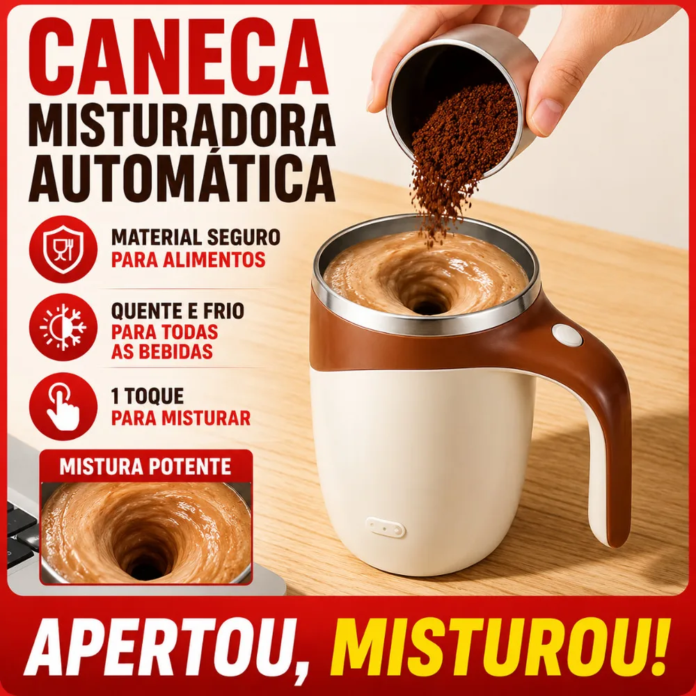 Copo Misturador Elétrico 380ml, USB, Ideal Para Mexer Café E Bebidas