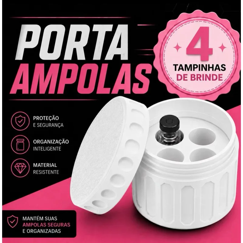 estojo organizador porta ampola ideal para organização frascos 3 ml brinde 4 tampas para ampolas