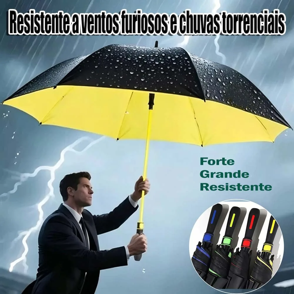 Guarda-Chuva Grande Automático - Fibra de Vidro Blackout para Proteção UV, Reforçado para Tempestade!