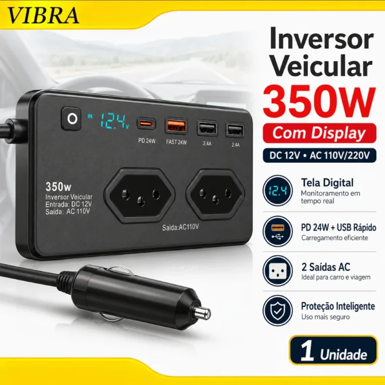 Inverter Converter 350W 12v/24v To 110v/220v Socket + 4 Usb 5v 1.2a 4 Portas USB 5V 1.2A
