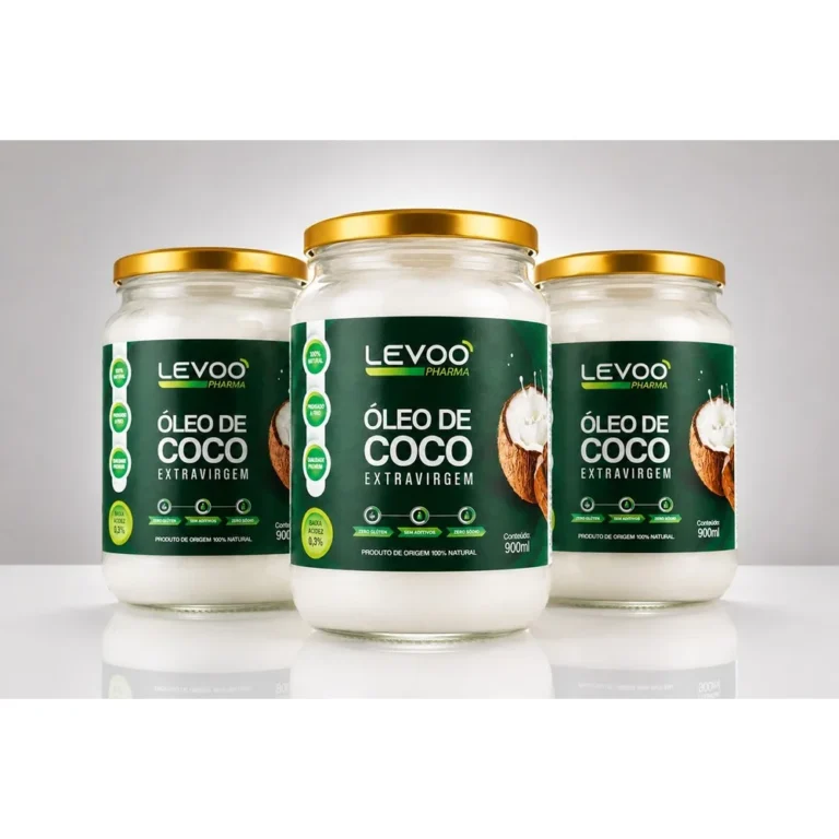 Kit 3 Oleo de Coco Extravirgem 500ml Levoo Baixa Acidez Sabor Coco Fresco