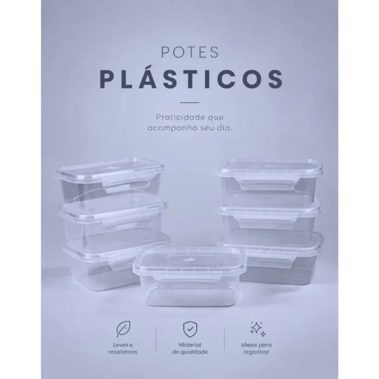 Kit até 30 Marmitas Potes 800ml com Travas Laterais BPA FREE - Alimentos organizadores de congelador PLASTICOS