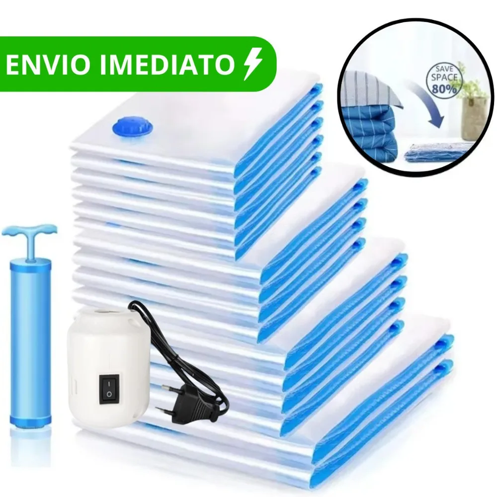 Kit Saco A Vácuo Grande Organizador Edredom Coberto Mala Roupa Viagem De Cama com Bomba Manual Tamanho Grande