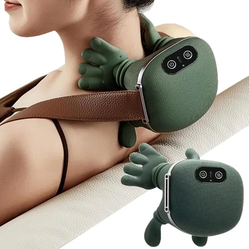 Massageador elétrico portátil pescoço calmante intensidade de 3 velocidades + aquecimento infravermelho