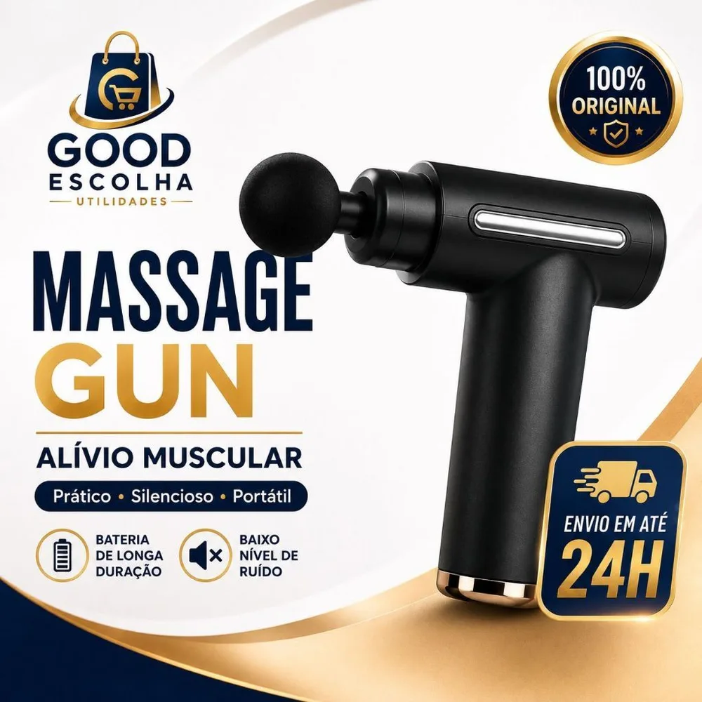 Massageador Muscular Elétrico Massage Gun Portátil Recarregável USB para Corpo Pós-Treino
