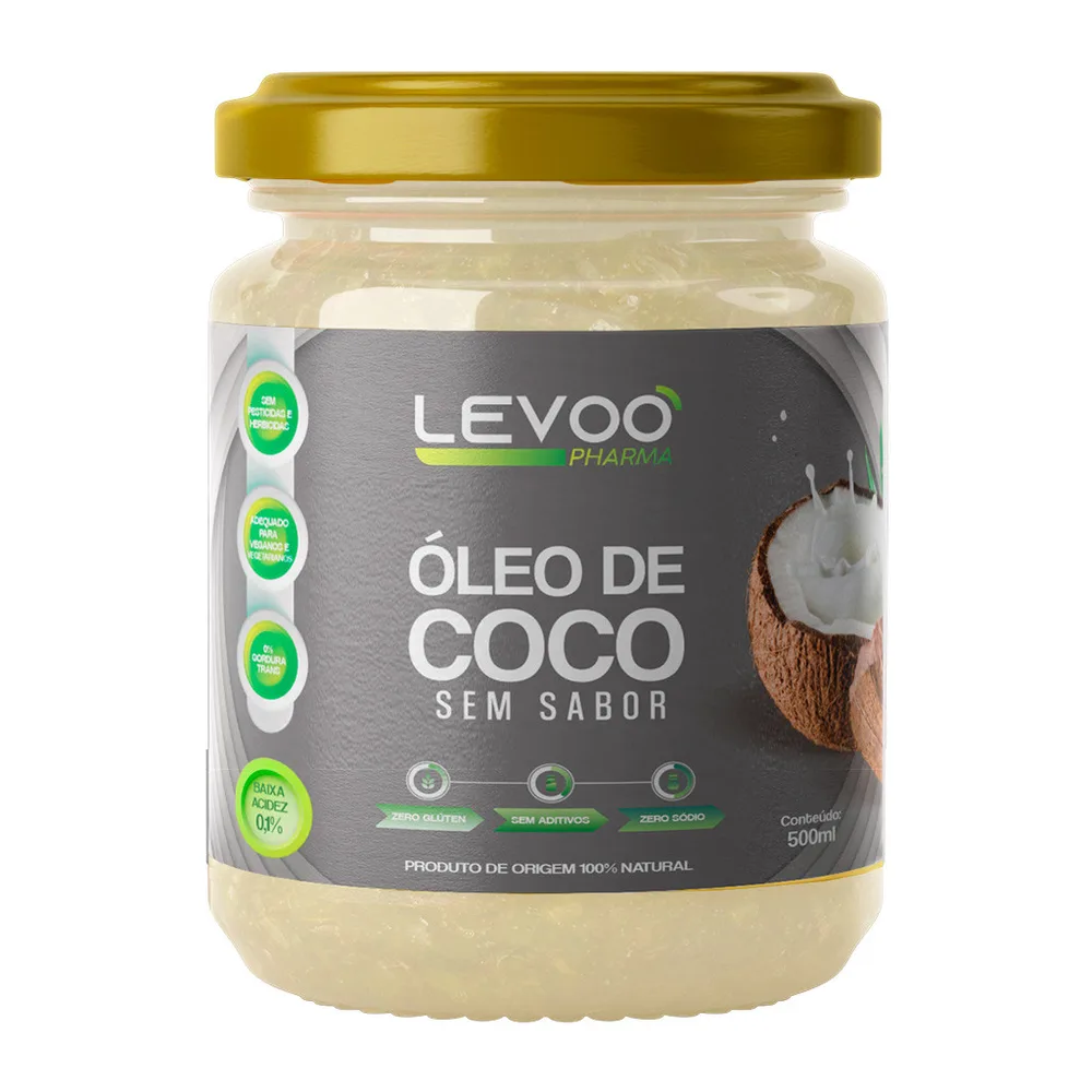 Óleo de Coco Sem Sabor 0,1% Acidez 500ml Levoo