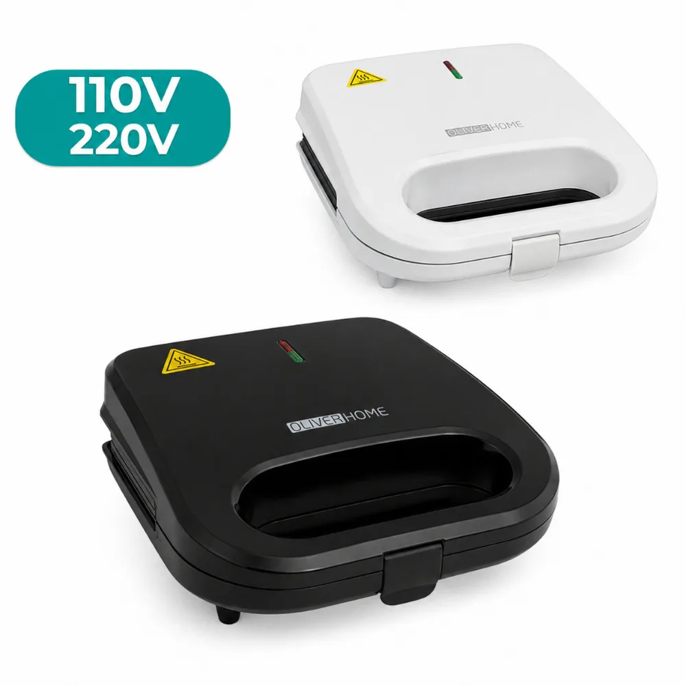 Sanduicheira Elétrica e Grill Família 2 em 1 - Inox antiaderente - 750W Oliver Home